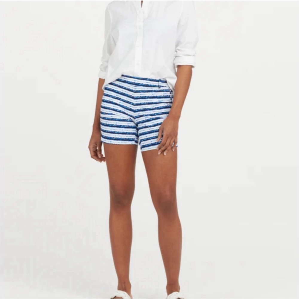 SPANX WOMENS SUNSHINE SHORT 6in BLUE PAINTED STRIPED LIGHTWEIGHT SZ MEDIUM NEW - Picture 10 of 11